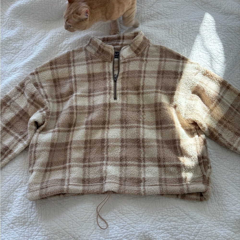 Love Tree Tan and Cream Fleece Pullover
